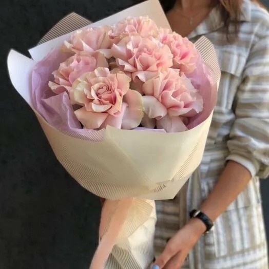 Букет цветов "Букет из розовых французских роз" Букет цветов "Букет из розовых французских роз"